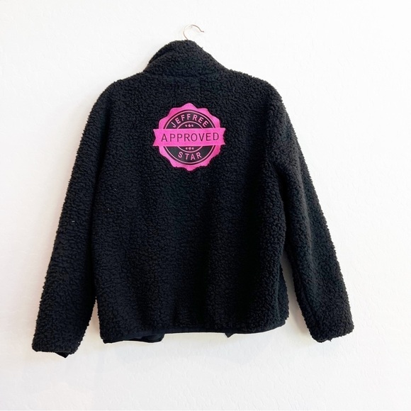 Jeffree Star Women's Sherpa Fleece Zip-Up Jacket Embroidered Logo Black Pink Med - Picture 1 of 6